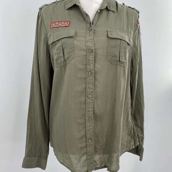 American Eagle military chambray olive blouse